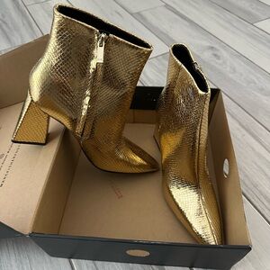 Marc Fisher Metallic Gold Heeled Boots